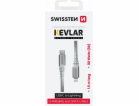 Swissten datový kabel kevlar usb-c / lightning 1,5 m bílý