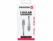 Swissten datový kabel kevlar usb-c / lightning 1,5 m bílý