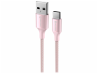 Swissten datový kabeltextile ii usb / usb-c 1,5 m růžový
