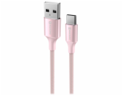 SWISSTEN DATOVÝ KABEL TEXTILE II USB / USB-C 1,5 M RŮŽOVÝ