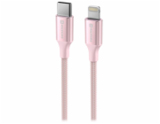 SWISSTEN DATOVÝ KABEL TEXTILE II USB-C / LIGHTNING 1,5 M RŮŽOVÝ