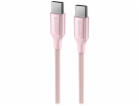 SWISSTEN DATOVÝ KABEL TEXTILE II USB-C / USB-C 1,5 M RŮŽOVÝ