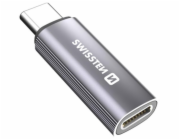 Swissten nabíjecí adaptértextile usb-c (samec) / lightning (samice) stříbrný