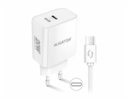 Chytrá síťová nabíječka ALIGATOR Power Delivery 20W, USB-C/USB-C kabel, bílá