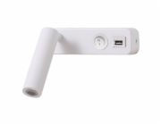 IMMAX GOAL designové nástěnné LED svítidlo, vypínač, USB, 3W, bílé
