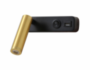 IMMAX GOAL designové nástěnné LED svítidlo, vypínač, USB, 3W, černo-zlaté