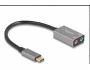 Delock - Adaptér USB-C/jack sluchátek - 24 pin USB-C s piny (male) do mono mini jack, mini-phone stereo 3.5 mm se zdírkami (female) - 14.5 cm - šedá