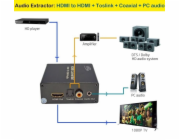 PremiumCord HDMI 4K Audio extractor s oddělením audia na stereo jack, SPDIF Toslink, RCA