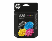 HP 308 - 2-balení - černá, azurová, purpurová, žlutá - originální - pouzdro - inkoustová cartridge
