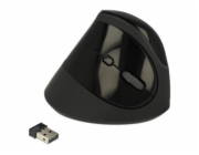 Delock Ergonomic - Vertikální myš - ergonomický - pravák - optický - 6 tlačítka - bezdrátový - 2.4 GHz - bezdrátový přijímač USB - černá - maloobchod