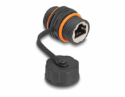Delock - Sítový propojovací kabel - RJ-45 (F) do RJ-45 (F) - STP - CAT 6a - prirazení pinu 1:1, závit M20, built-in sealing cap - cerná