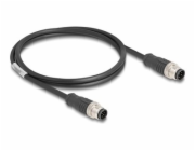 Delock - Sítový kabel - 8pinový M12-A (M) do 8pinový M12-A (M) - 1 m - 6 mm - S/FTP - CAT 5e - cerná