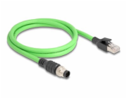 Delock - Sítový kabel - 8kolíkový M12 (M) do RJ-45 (M) - 1 m - 6.8 mm - SF/UTP - provedení bez hrbolku, A-kódované - zelená
