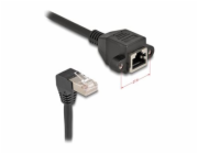 Delock - Sítový prodlužovací kabel - RJ-45 (M) pravoúhlý do RJ-45 (F) šroubovací - 50 cm - 6 mm - S/FTP - CAT 6a - bootovaný, neobsahuje halogen - cerná