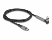 Delock - Kabel Lightning - 24 pin USB-C s piny (male) rovné do Lightning s piny (male) úhlový - 1.5 m - Certifikace MFI - šedočerná - Rychlé nabíjení, up to 480 Mbps, nabíjení a synchronizace