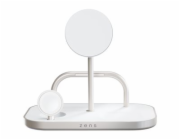 ZENS 4-in-1 Magnetic + Watch Wireless Charger - Stojan pro bezdrátové napájení + AC napájecí adaptér - 65 Watt - Fast Charge - bílá/stříbrná