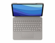 Logitech Combo Touch - Klávesnice a pouzdro - s trackpad - podsvícení - Apple Smart connector - AZERTY - francouzská - písek (sand) - pro Apple 12.9-inch iPad Pro (5. generace)