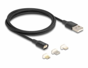 Delock - USB charge adapter kit - USB (M) do Micro USB typ B, Lightning, 24 pin USB-C (M) magnetický - USB 2.0 - 5 V - 3 A - 1 m - cerná