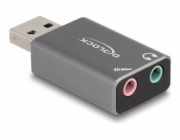 Delock - Adaptér USB-A/jack sluchátek - USB s piny (male) do mono mini jack, mini-phone stereo 3.5 mm se zdírkami (female) - šedá