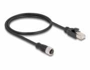 Delock - Sítový kabel - 4 piny M12 (F) do RJ-45 (M) - 50 cm - 5 mm - S/FTP - CAT 5e - provedení bez hrbolku - cerná