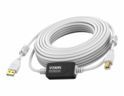 Vision Techconnect - Kabel USB - USB (M) do USB typ B (M) - USB 2.0 - 15 m - aktivní inline booster - bílá