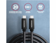 AXAGON BUCM32-CM05AB, SPEED+ kabel USB-C <-> USB-C, 0.5m, USB 20Gbps, PD 100W 5A, 4K HD, ALU, oplet, černý