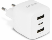 DICOTA - Síťový adaptér - kompaktní, notebook - 32 Watt - 3 A - 3 výstupní konektory (24 pin USB-C, 2 x USB) - bílá - Evropa