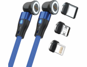 Realpower  Magnetický kabel USB kabel, 1m, 2x magnetisch, blau mit Adapter