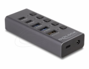 Delock - Rozbocovac - 5 Gbps, 1 port pro rychlé nabíjení, + prepínac - 3 x USB + 2 x USB-C - desktop