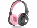 Sluchátka Hello Kitty s kovovým logem kulatého tvaru růžová
