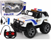 Dálkově ovládané světelné efekty LeanToys Auto R/C Police Police Jeep 1:14