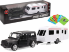 LeanToys sada vozidel Jeep Black Camper přívěs kovové prvky