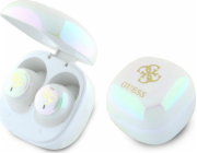 Bluetooth sluchátka Guess Guess GUTWSJ144ESH TWS + dokovací stanice bílá/bílá Iridescent 4G Printed Logo