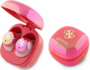 Bluetooth sluchátka Guess Guess GUTWSJ144ESF TWS + dokovací stanice fuchsie/fuschia Iridescent 4G Tištěné logo