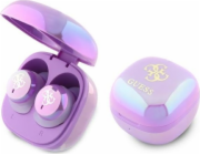 Guess Guess Bluetooth sluchátka GUTWSJ144ESU TWS + dokovací stanice Purple/Purple duhové 4G Tištěné logo