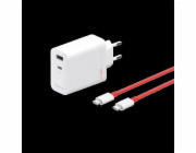 OnePlus SUPERVOOC Porty nabíječky USB-A a USB-C + kabel USB-C 120 W Bílá