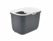 SAVIC HOP Antracitová s Bílým Víkem – kočičí toaleta – 58,5x39x39,5 cm – 1 ks