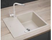 CONCEPT Granitový dřez s odkapem DG05C45be Cubis BÉŽOVÝ