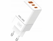 Beline 65W GaN 2xUSB-C+USB-A nástěnná nabíječka bez kabelu Bílá