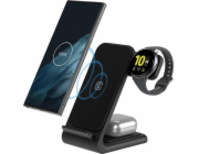 CRONG Bezdrátová nabíječka 3v1 pro iPhone, Samsung a Android, Galaxy Watch a sluchátka TWS