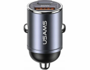 USAMS Nabíječka do auta 30W 1xUSB+1xUSB-C C38 Fast Charge Steel