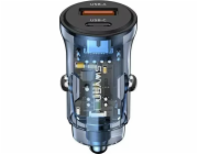 USAMS Nabíječka do auta 30W 1xUSB+1xUSB-C rychlonabíjení Modrá