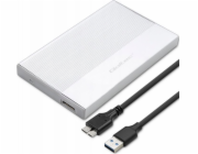 Qoltec Bydlení | 2,5palcový SSD HDD pozice | SATA | USB 3.0 | Super rychlost 5 Gb/s | 2TB | Stříbro