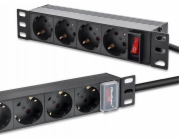 Qoltec PDU napájecí lišta pro 10" RACK | 1U | 16A | 4xSchuko | 1,8m
