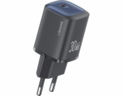 USAMS 30W GaN USB-C rychlé nabíjení nástěnná nabíječka černá