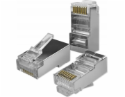 Qoltec Průchozí zástrčka konektor RJ45 | CAT5e | FTP | Průchod | Pozlacené kontakty | 100 kusů