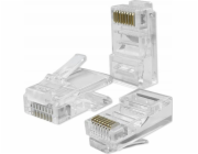 Qoltec Průchozí zástrčka konektor RJ45 | CAT5e | UTP | Pass Throuh | Pozlacené kontakty | 100 kusů
