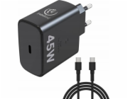 Rebeltec PD45W USB-C univerzální napájecí zdroj pro notebooky, smartphony, tablety, powerbanky a další zařízení s USB-C zásuvkou.