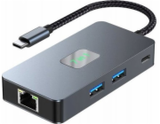 TB HUB USB C adaptér (7v1) HDMI USB SD/TF RJ45 (2500 Mbps) PD