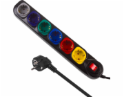 Maclean Napájecí lišta 1,5m 250VAC/10A MCE509 B 2500 Q, IP20, 6 zásuvek, jmenovitý proud 10A, černá